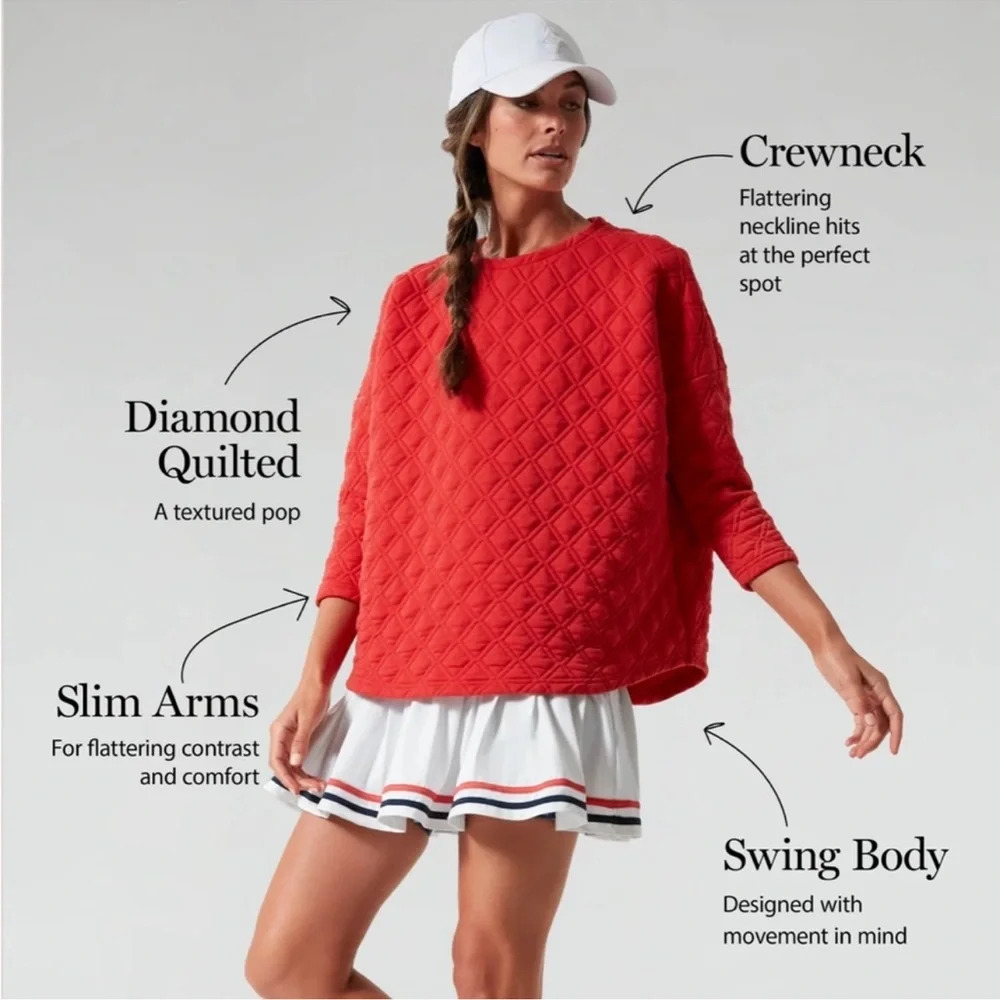 Tuckernuck TSport Red Hot Alley quilted swing crew neck sweatshirt size XS/S